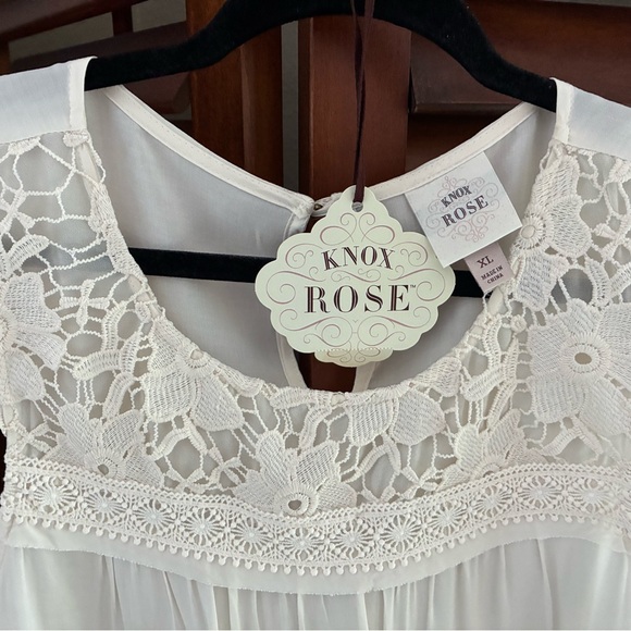Knox Rose Cream Sleeveless Blouse with Lace Detail Size XL NWT - Picture 3 of 6